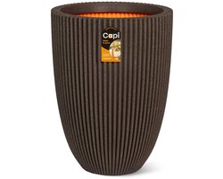 Capi Europe - Vaas elegant laag Groove NL - 46x58 - Donkerbruin - Bloempot voor binnen en buiten - Levenslang garantie - Breukbestendig - 100% Recyclebaar - CO2 Neutraal geproduceerd - KGVDB783