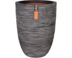Capi Europe - Vaas elegant laag Rib NL - 34x46 - Antraciet - Opening Ø27 - Bloempot voor binnen en buiten - Levenslang garantie - Breukbestendig - 100% Recyclebaar - CO2 Neutraal geproduceerd - KOFZ782