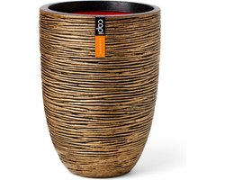 Capi Europe - Vaas elegant laag Rib NL - 34x46 - Goud - Opening Ø27 - Bloempot voor binnen en buiten - Levenslang garantie - Breukbestendig - 100% Recyclebaar - CO2 Neutraal geproduceerd - KBGR782