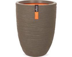 Capi Europe - Vaas elegant laag Rib NL - 34x46 - Warm taupe - Opening Ø27 - Bloempot voor binnen en buiten - Levenslang garantie - Breukbestendig - 100% Recyclebaar - CO2 Neutraal geproduceerd - KWTR782
