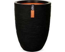 Capi Europe - Vaas elegant laag Rib NL - 34x46 - Zwart - Opening Ø27 - Bloempot voor binnen en buiten - Levenslang garantie - Breukbestendig - 100% Recyclebaar - CO2 Neutraal geproduceerd - KBLR782
