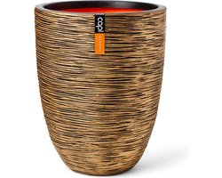 Capi Europe - Vaas elegant laag Rib NL - 46x58 - Goud - Opening Ø38 - Bloempot voor binnen en buiten - Levenslang garantie - Breukbestendig - 100% Recyclebaar - CO2 Neutraal geproduceerd - KBGR783