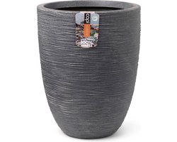 Capi Europe - Vaas elegant laag Waste Rib NL - 34x46 - Terrazzo grijs - Opening Ø27 - Bloempot voor binnen en buiten - Levenslang garantie - Breukbestendig - 100% Recyclebaar - CO2 Neutraal geproduceerd - KTGR782