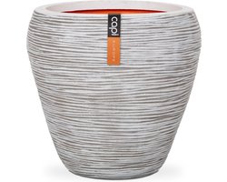 Capi Europe - Vaas taps rond Rib NL - 42x38 - Ivoor - Opening Ø31 - Bloempot voor binnen en buiten - Levenslang garantie - Breukbestendig - 100% Recyclebaar - CO2 Neutraal geproduceerd - KOFI362