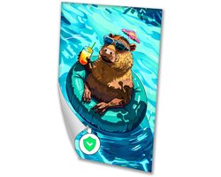 Capibara met zonnebril in zwembad - Capibara wanddecoratie - Muurdecoratie dieren - Digital Art - Muurdecoratie landelijk - Wandkunst posters - poster 30x40 cm