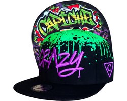 Capiche® Snapback Pet Heren – Freestyler – Neongroene Graffiti Spuitverf & Zwart – Verstelbaar met Druksluiting – Capiche Caps – Graffiti Collectie