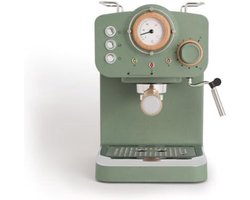 Cappuccino Koffiezetapparaat - Express koffiezetapparaat saliegroen en hout/gemalen koffie en ESE pads, halfautomatische koffiemachine met 15 bar drukpomp en vermogen 1100W