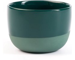 Cappuccino kopje – Half Glazed - Pine Green - Handgemaakt – Keramiek – Koffiekopjes – Espressomachine - Barista Essentials
