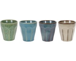 Cappuccino kopjes - 4 stuks - in mooie blauwe en groene kleuren