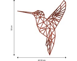 Capra Design | Kolibrie | Geometrisch | Cortenstaal | Tuindecoratie | Roestkleurig | Wanddecoratie | Hummingbird | Colibri | Decoratief | 50 cm | Industrieel