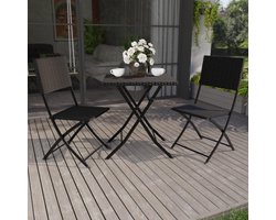 Capri 2-zits Rotan Bistro Set Outdoor Tuin Patio Balkon Meubels 3 Stuks (zwart)