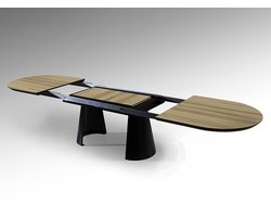 Capri brown uitschuifbare eettafel tot 406 cm - unieke design eetkamertafel 206x103 trapsgewijs te verlengen tot 406 cm