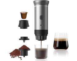 Capsule Koffiemachine - Koffiezetter - 60ml Draadloze Cups Machine - 3-in-1 & 7500mAh Accu - 15 Bar Druk & Zelfverwarmend - Voor Camping, Auto & Reizen - Eenvoudig in Gebruik & Schoon