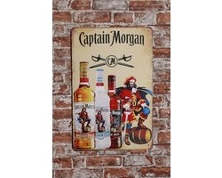 Captain Morgan - Metalen wandbord - Wandborden – Whisky - Mancave - Vintage - Piraten - Tekstbord - Retro wandbord - Metal sign - 20 x 30cm – Cave & Garden