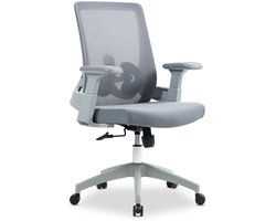 CAPVAL in hoogte verstelbare bureaustoel met lendensteun, grijs - ergonomische bureaustoel met netrugleuning, moderne bureaustoel, comfortabele bureaustoel voor thuis [tot 120 kg]