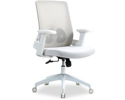 CAPVAL in hoogte verstelbare bureaustoel met lendensteun, wit - ergonomische bureaustoel met netrugleuning, moderne bureaustoel, comfortabele bureaustoel voor thuiskantoor [tot 120 kg] - main image