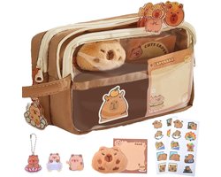 Capybara Penne-etui - Transparant - Kaki - Grote Capaciteit - Uniek Ontwerp