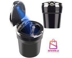 CAR ASHTRAY LED BASKET–Auto Asbak met LED Verlichting–Voor Cupholder–Mini Auto Prullenbak–1 stuks–Auto Asbak– Universele Maat–Gerecycled Materiaal–Bekerhouder–Vuilbak Voor De Auto–Auto Prullenbak Met Led– Zwart–44293