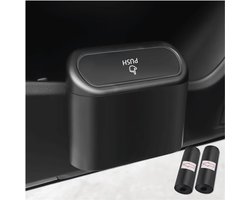 Car Trash Bin met 2 Stuks Vuilniszakken - Interieurafvalbak voor Autostoel en Middenarmsteun - Universele Afvalbak met Deksel - Auto Accessoires - Zwart