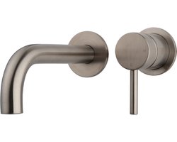 Caral afbouwdeel eenhendel wastafelkraan met coldstart geborsteld staal PVD