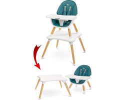 Caratero Tuva Houten kinderstoel - 2 in 1 - kinderstoeltje- eetstoel - voedingsstoel - Donker Groen