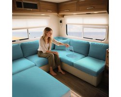 Caravan Stoelhoezen - Hoezen Caravankussens - Bescherming Meubels - Waterdicht Jacquard - W: 130-160 D: 40-65 cm - Groenblauw