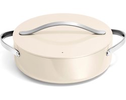 Caraway Rondeau - 6 Qt Non-Stick Pan with Lid - Free from Forever Chemicals - Perfect for Searing, Stewing and Roasting - Cream