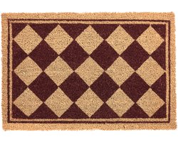 CARDONA - Deurmat - Beige/Rood - 40 x 60 cm - Kokosvezel/PVC