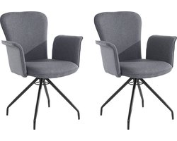 Carla | Fauteuil in antraciet stof, 2 stuks