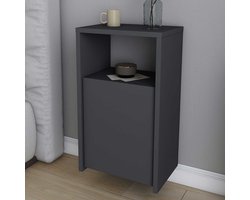 Carlin Nachtkastje | 100% MELAMINE | Antraciet - Emob - Nachtkastje - Zwart - MDF