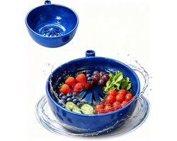 carmdering - Bessenwasser - Automatische Bessenwasser - Fruitspinwasser - Blauw, 20×20×13 cm, PLA - 360° ronddraaiend, snelle afvoer - Zacht voor fruit, geen schrobben - Ook als vergiet - Voor keuken en tafel