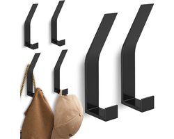 carmdering - Kapstok - Wandgemonteerde kapstok - Haken - Set van 6, zwaar aluminium met dubbele haak - Draagvermogen 22,7 kg per haak, geschikt voor jassen en tassen - Water- en roestbestendig, ideaal voor badkamer en buiten