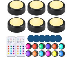 carmdering - Kastverlichting LED - set van 6 oplaadbare lampen met afstandsbediening - draadloos en magnetisch - voor keuken, kast en vitrinekast verlichting