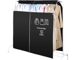 carmdering - Kledinghoes - Kleding Hangend Beschermer- Ademend & Stofdicht -Lange garderobekasthoes 120 x 120 cm stofdicht ademend kledingrek hoezen met transparant venster pakhoes voor overhemden, jassen, zwart