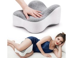 carmdering - Kniekussen - Beenkussen - Orthopedisch Kussen - Volledige Ondersteuning Van Dij En Knie - Ergonomische Diepe Halve Cirkelvorm - Memory-Schuim - Ademend En Wasbaar - Verlichting Bij Heupklachten - 1 Stuks