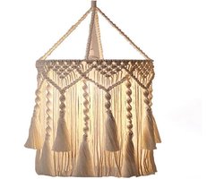 carmdering - Lampenkap - Macrame Lampenkap - Bohemian Lampenkap - Stijl 2, handgevlochten katoen met franjes - Past op standaard hanglampen - Voor slaapkamer, woonkamer, kantoor - Duurzaam, milieuvriendelijk - Cadeau voor boho liefhebbers