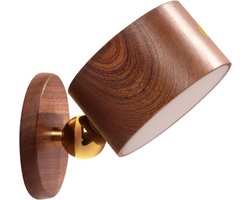 carmdering - LED-leeslamp - Wandlamp - Muurlamp - Nachtlampje - Oplaadbaar, 1500 mAh, touch dimmer met geheugen - 360° draaibaar, 2-in-1 als zaklamp - 1s montage met universele tape, beschadigt muur niet - 4000K neutraal wit - Donkerbruin