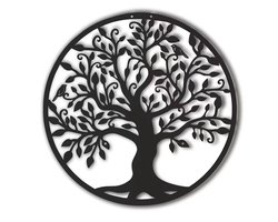 carmdering - Metalen Wanddecoratie LevensboomLevensboom - Metaal - 40cm - Tree of Life - Wanddecoratie - wandbord - zwart wit muurdecoratie - Wall Art - Tuindecoratie - Geschikt voor binnen en buiten