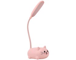 carmdering - Schattige Kat Bureaulamp - Kawaii Tafellamp - Nachtlampje - USB Opladen - 360 Grad Verstelbaar - Plastic - Roze Design - Veilig Voor Ogen - 1 Stuk