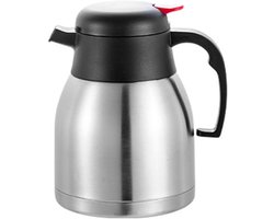 carmdering - Thermoskan - Isoleerkan - Warmhoudkan - Koffiekan - 1,5 liter, dubbelwandig 18/8 roestvrij staal - Houdt warm en koud urenlang op temperatuur - Eénhandsbediening met schenkknop - Diameter 14 cm, hoogte 22 cm