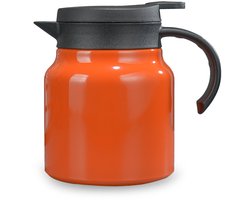 carmdering - Thermoskan - Koffiekan - Isolatiekan - Oranje, 800 ml, dubbelwandig vacuüm roestvrij staal - 12 uur warm, 24 uur koud - Met handgreep en tuit - 14×14×16 cm - Voor koffie, thee en melk