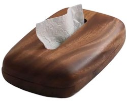 carmdering - Walnoot Houten Servettenhouder - Moderne Vintage Doos - Decoratieve Opberger - Gemakkelijk Bijvullen - Gepolijste Afwerking - Premium Walnoot Hout - Tijdloze Uitstraling - Voor Bureau En Badkamer - 1 Stuk