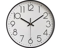 carmdering - Wandklok - Stille Klok - 30 cm - 3D cijfers, quartz uurwerk - Transparant glazen deksel, metalen wijzers - Goud/wit, goud/zwart, zwart/wit - Voor woonkamer, slaapkamer, keuken, kantoor - Cadeauverpakking