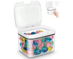 carmdering - Waspoeder Dispenser - Wasmiddel Bak - Opbergcontainer - Automatisch Pop-up Deksel - Luchtdichte Siliconen Ring - PET En PP Materiaal - Krasbestendig En Duurzaam - Eénhandige Bediening Voor Huishouden - 1 Stuk