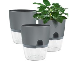 carmdering - Zelfwaterende Bloempot - Automatische Plantenbak - Binnen En Buiten Pot - Transparant Waterpeil - Katoenen Docht Systeem - Duurzaam PP Kunststof - Vorstbestendig Design - Ideaal Voor Drukke levensstijl - 3 Stuks