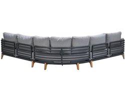 Carmen loungeset - 5-delig - carbon black - grijs -aluminium teak look