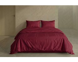 Caro - Dekbedovertrek Set - 100% Katoen Satijn - 230 TC - 140x200/220 cm + Kussensloop - Bordeaux - Jacquard geweven patroon