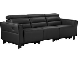 Carpari - 3Zits bank met 2 handmatige relaxfauteuils in leerPU zwart (97 x 224 x 100 cm)