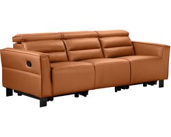 Carpari - 3Zits bank met 2 manuele relaxfauteuils in PU cognac kleurig (97 x 224 x 100 cm)