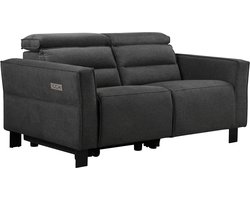 Carpari|2Zits bank met 1 elektrische relaxfauteuil in stof antraciet